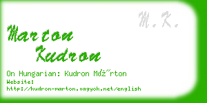marton kudron business card